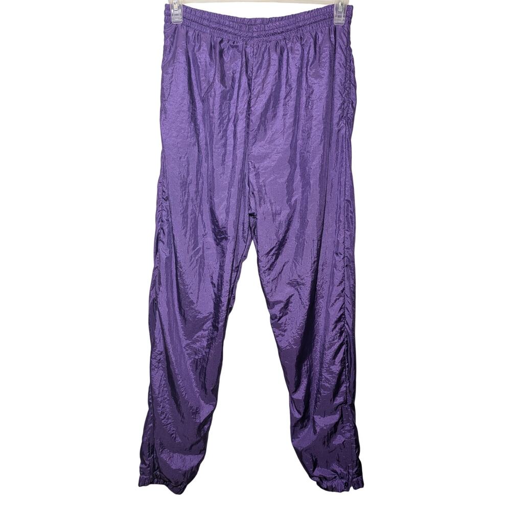 Y2K 90s Purple Nylon Parachute Track Pants Women’s L